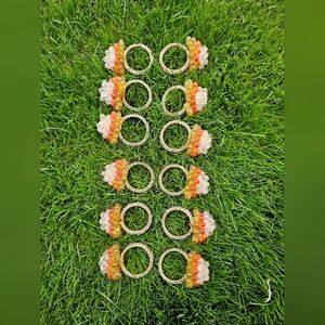 Vintage Gold and Orange Beaded Napkin Rings